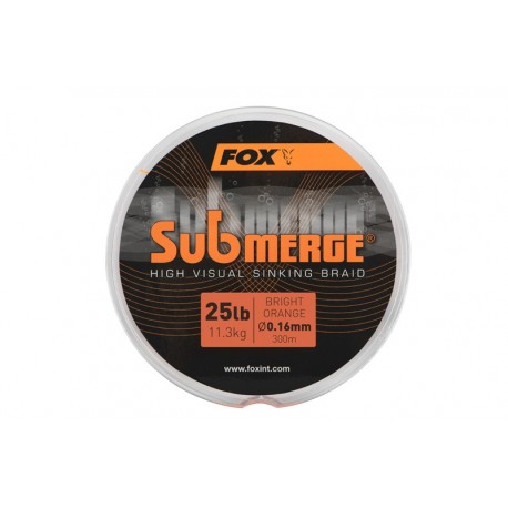 Fox Submerge High Visual Sinking Braid Bright Orange 25lb (11.3kg) - 0.16mm x 300m CBL020